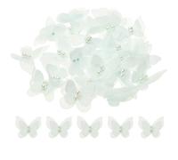 sourcing map 25pcs Butterfly for Craft, 3D Organza Butterfly Embroidered Lace Trim Double Layers Applique Sewing Craft for DIY Wedding Bride Hair Accessories Hat Bag, Green