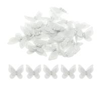 sourcing map 25pcs Butterfly for Craft, 45x40mm 3D Organza Butterfly Embroidered Lace Trim Double Layers Applique Sewing Craft for DIY Wedding Bride Hair Accessories Hat Bag, Gray