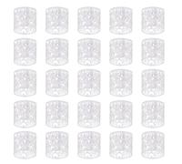 sourcing map 25Pcs Candle Wraps, Laser Cut Votive Candles Holder Wraps for LED Tealight Candles, Tea Light Wrap Lampshade for Elegant Festival Birthday Wedding, Heart Design White