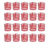 sourcing map 25Pcs Candle Wraps, Laser Cut Votive Candles Holder Wraps for LED Tealight Candles, Tea Light Wrap Lampshade for Elegant Festival Birthday Wedding Party Decoration, Pearl Red