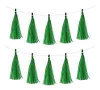 sourcing map 25Pcs Dark Green Tassel Garland Banner with Rope Tissue Paper Tassels Party DIY Kits for Anniversary Wedding Birthday Party