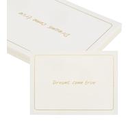sourcing map 25Pcs Dream Come True Cards, 5.5" x 3.7" Single Panel Blank Cardstock Greeting Cards with Gold Foil Border for Wishes Gift Wedding Graduation Birthday DIY Craft Invitations, White