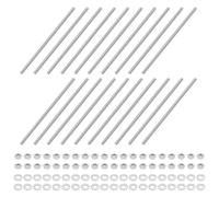 sourcing map 25pcs Fully Threaded Rod, M3 x 80mm Stainless Steel Right Hand Threads Rods with Nuts and Flat Washer Fully Studding Rod Bar for Clamps, Hangers and U-Bolts