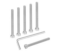 sourcing map 25Pcs Hex Socket Head Cap Screws Bolts, M5x55mm 304 Stainless Steel Socket Drive Machine Screws Bolts with Hex Wrench, Full Threaded, Silver