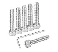 sourcing map 25Pcs Hex Socket Head Cap Screws Bolts, M6x30mm 304 Stainless Steel Socket Drive Machine Screws Bolts with Hex Wrench, Full Threaded, Silver