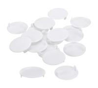 sourcing map 25Pcs Hinge Hole Covers, 38mm(1 1/2") Dia Plastic Concealed Hole Cover Round Flush Type Caps for Furniture Cabinet Cupboard, White