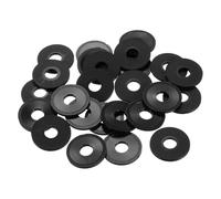 sourcing map 25Pcs M10 Nylon Flat Washers Plain Washer 10mm ID 30mm OD 2mm Thick Plastic Spacers for Screws Bolts Garden Faucet Plumbing Repair, Black