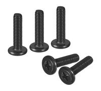 sourcing map 25Pcs M4-0.7 x 16mm Flat Round Head Machine Screws, 304 Stainless Steel Phillips Drive Machine Screw, Full Thread, Black Oxide