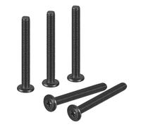 sourcing map 25Pcs M5-0.8 x 45mm Flat Round Head Machine Screws, 304 Stainless Steel Phillips Drive Machine Screw, Full Thread, Black Oxide
