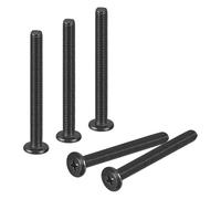 sourcing map 25Pcs M5-0.8 x 50mm Flat Round Head Machine Screws, 304 Stainless Steel Phillips Drive Machine Screw, Full Thread, Black Oxide