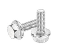 sourcing map 25Pcs M6 x 16mm Hex Serrated Flange Bolts Screws, 304 Stainless Steel Flanged Hex Head Bolts Flange Hexagon Screws for Households, Machine Tools, and DIY project, Silver