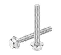 sourcing map 25Pcs M6 x 45mm Hex Serrated Flange Bolts Screws, 304 Stainless Steel Flanged Hex Head Bolts Flange Hexagon Screws for Households, Machine Tools, and DIY project, Silver