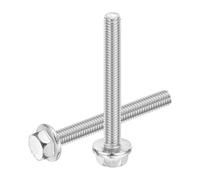 sourcing map 25Pcs M6 x 50mm Hex Serrated Flange Bolts Screws, 304 Stainless Steel Flanged Hex Head Bolts Flange Hexagon Screws for Households, Machine Tools, and DIY project, Silver