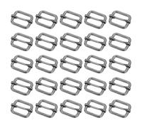 sourcing map 25Pcs Metal Slide Buckle, 1" Metal Zinc Alloy Adjustable Buckle, Flat Slide Strap Release Buckles for Backpack Purse Webbing Strap, Gun-Black