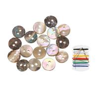sourcing map 25Pcs Natural Shell Button, 2 Hole 10mm Mother of Pearl Buttons with Sewing Thread Kit for Shirt Coats Suits Jacket Jeans Skirts DIY Sewing Crafts, Colorful