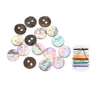 sourcing map 25Pcs Natural Shell Button, 2 Hole 11.5mm Mother of Pearl Buttons with Sewing Thread Kit for Shirt Coats Suits Jacket Jeans Skirts DIY Sewing Crafts, Colorful