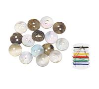 sourcing map 25Pcs Natural Shell Button, 2 Hole 12.5mm Mother of Pearl Buttons with Sewing Thread Kit for Shirt Coats Suits Jacket Jeans Skirts DIY Sewing Crafts, Brown/Beige