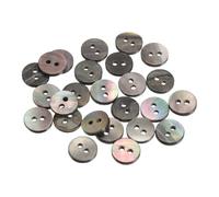 sourcing map 25Pcs Natural Shell Button, 2 Hole 9mm Flat Mother of Pearl Buttons for Shirt Coats Suits Jacket Jeans Skirts DIY Sewing Crafts, Black/Silver