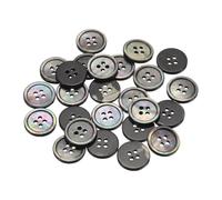 sourcing map 25Pcs Natural Shell Button, 4 Hole 15mm Mother of Pearl Buttons for Shirt Coats Suits Jacket Jeans Skirts DIY Sewing Crafts, Black/Silver