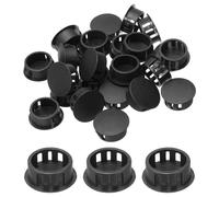 sourcing map 25pcs Nylon Plastic Hole Plugs, 4/5"(20mm) Round Drill Screw Hole Plugs Covers Knockout Locking Plastic Plugs Insert End Caps for Kitchen Cabinet Furniture, Black