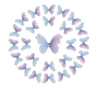 sourcing map 25Pcs Organza Fabric Butterflies for Crafts,20mm 3D Double-Layer Sheer Mesh Butterfly Applique Butterflies with Diamond for DIY Wedding Parties, Home Decor and Clothing, Blue