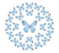 sourcing map 25Pcs Organza Fabric Butterflies for Crafts,30mm 3D Double-Layer Sheer Mesh Butterfly Applique Butterflies with Diamond for DIY Wedding Parties, Home Decor and Clothing, Sky Blue