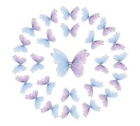 sourcing map 25Pcs Organza Fabric Butterflies for Crafts,40mm 3D Double-Layer Sheer Mesh Butterfly Applique Butterflies with Diamond for DIY Wedding Parties, Home Decor and Clothing, Blue