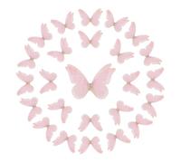 sourcing map 25Pcs Organza Fabric Butterflies for Crafts,40mm 3D Double-Layer Sheer Mesh Butterfly Applique Butterflies with Diamond for DIY Wedding Parties, Home Decor and Clothing, Pink