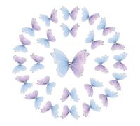sourcing map 25Pcs Organza Fabric Butterflies for Crafts,50mm 3D Double-Layer Sheer Mesh Butterfly Applique Butterflies with Diamond for DIY Wedding Parties, Home Decor and Clothing, Blue
