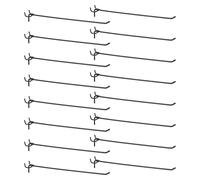sourcing map 25pcs Pegboard Shelving Hooks 12" Stainless Steel Peg Board Display Hook Hanging Holders Wall Mount Organize Tools for Workbench Garage Kitchen Store, Black