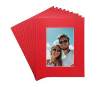 sourcing map 25Pcs Picture Mats, 8 x 10 for 5 x 7 Pictures Acid Free White Core Bevel Cut Frame Mattes for Display Art Measuring, Red