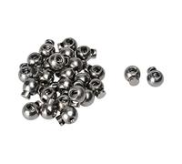 sourcing map 25pcs Plastic Cord Lock Stopper End Spring Stop Toggle Fastener Stopper Rope End for Drawstring Clothing, Shoelace, Bag, Camping Silver Black