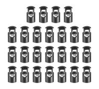 sourcing map 25pcs Plastic Cord Locks Single Hole Spring Toggle Stopper Clip Elastic Clasp Lock Fastener for Drawstring, Paracord, Bags, Clothing, Gloves String Lock Replacement, Black