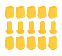 sourcing map 25Pcs Plastic Flat Bell End Stoppers, Cord Ends Lock with Lid Toggle Cap End Stopper Rope Fasteners for Clothes Backpack Drawstring, Gold Yellow