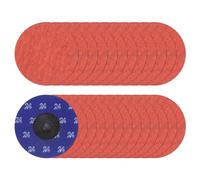 sourcing map 25pcs Quick Change Sanding Discs 3" 24 Grit R-Type Roll Lock Ceramic Grains Conditioning Disc Sandpaper for Die Grinder Grinding Fast Cutting, Bright Red