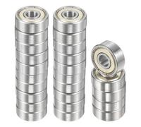 sourcing map 25pcs R4AZZ Deep Groove Ball Bearings 1/4" ID x 3/4" OD x 9/32" Height Miniature Bearings Double Metal Shielded Chrome Steel Z2 Bearing for Engineering Machinery, ABEC1