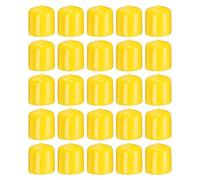 sourcing map 25pcs Round Rubber End Caps 21mm ID Bolt Covers Caps Vinyl Rubber Flexible Screw Thread Protectors for Metal Tube Rod Bolts, Yellow