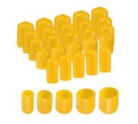 sourcing map 25pcs Round Rubber End Caps 6mm 9mm 12mm 16mm 19mm Yellow Vinyl Cover Screw Thread Protectors Assortment Kit