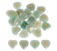 sourcing map 25Pcs Rune Stones Set with Engraved Elder Futhark Alphabet, Green Aventurine Crystals Heart Stones Love Balancing Meditation Massage Gift Palm Worry Stones for Anxiety Relief