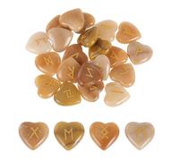 sourcing map 25Pcs Rune Stones Set with Engraved Elder Futhark Alphabet, Red Aventurine Crystals Heart Stones Love Balancing Meditation Massage Gift Palm Worry Stones for Anxiety Relief