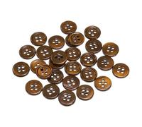 sourcing map 25Pcs Shell Buttons, 11.5mm 4 Hole Mother of Pearl Blazer Buttons Sewing Craft Shell Discs for Shirt Sewing DIY Crafts Decoration, Coffee