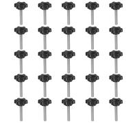 sourcing map 25pcs Star Knobs M5 x 30mm 304 Stainless Steel Threaded Stud 25mm Plastic 6-Star Head Hand Tightening Thumb Screw Clamping Jig Knob Handle, Black