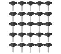 sourcing map 25pcs Tee Wing Knobs Thumb Screws M6 x 30mm Standard Male Thread Plastic T Knobs Handles Hand Clamping Knobs Grip Thumbscrew, Black