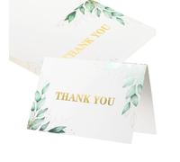 sourcing map 25Pcs Thank You Cards, 150x200mm Floral Folded Blank Cardstock, Thank You Notes for Greeting Cards Wedding Graduation Birthday DIY Craft Invitations, Twin Leaf Style