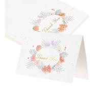 sourcing map 25Pcs Thank You Cards, 150x200mm Floral Folded Blank Cardstock, Thank You Notes for Greeting Cards Wedding Graduation Birthday DIY Craft Invitations, Daisy Wreath Style