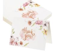 sourcing map 25Pcs Thank You Cards, 93x140mm Floral Folded Blank Cardstock, Thank You Notes for Greeting Cards Wedding Graduation Birthday DIY Craft Invitations, Watercolor Rose Style