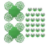 sourcing map 25PCS Truffle Wrappers, 4 Inch Mirror Paper Chocolate Candy Wrappers Rose Hollow Out Dessert Tray Square Baking Cups for Wedding Birthday Party Dessert Shops, Dark Green