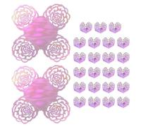 sourcing map 25PCS Truffle Wrappers, 4 Inch Mirror Paper Chocolate Candy Wrappers Rose Hollow Out Dessert Tray Square Baking Cups for Wedding Birthday Party Dessert Shops, Light Purple