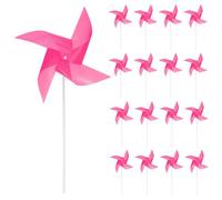 sourcing map 25pcs Windmills for the Yard Garden 15.7" x 9.1" 4 Leaves Pinwheels Wind Mills Spinners Windproof Waterproof Bird Devices with Stakes for Patio Decor, Pink