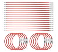 sourcing map 25pcs Wire Keychain Cable 6" Plastic Coated 2mm Stainless Steel Keychains Key Ring Cable Loop Rings for Hanging Luggage Tags Key ID Tags, Red
